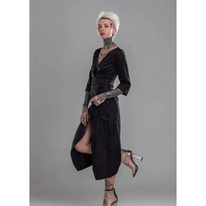 MDNT:45 Japanese Kimono Midi Dress in Black